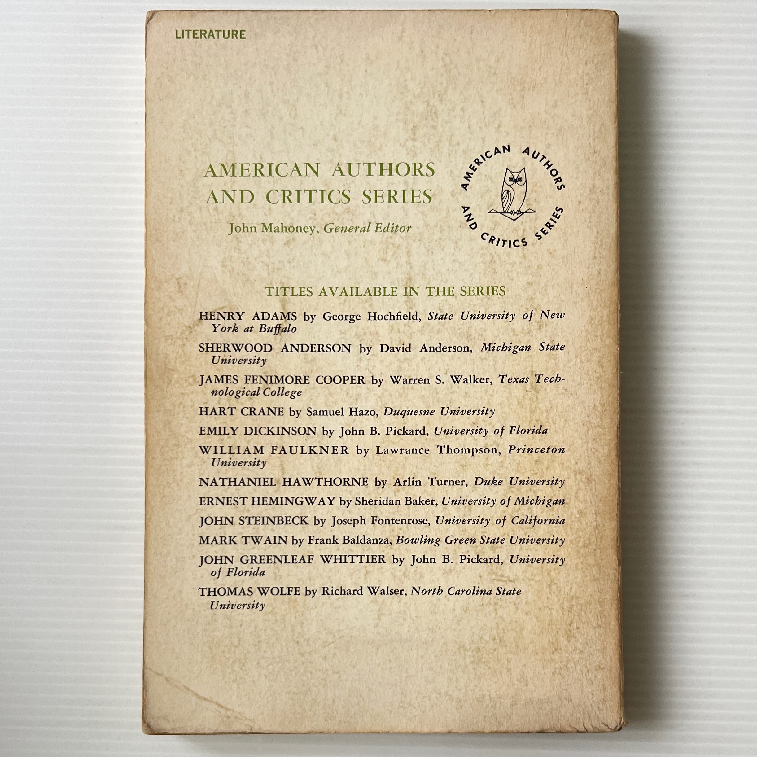 Sherwood Anderson: An Introduction and Interpretation <American Authors and Critics Series> / David D. Anderson / Holt, Rinehart and Winston