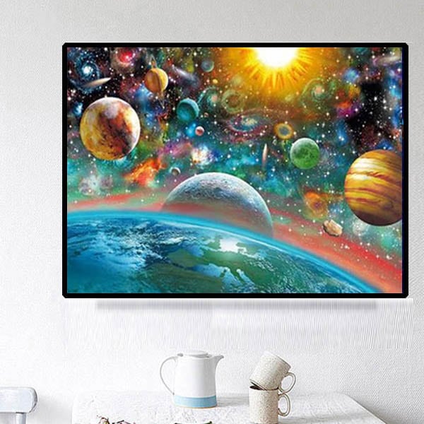 中級 フル ダイヤモンドアート キット ビーズ刺繍 地球 宇宙 銀河系