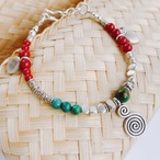 カレンシルバー&珊瑚、ターコイズブレスレット