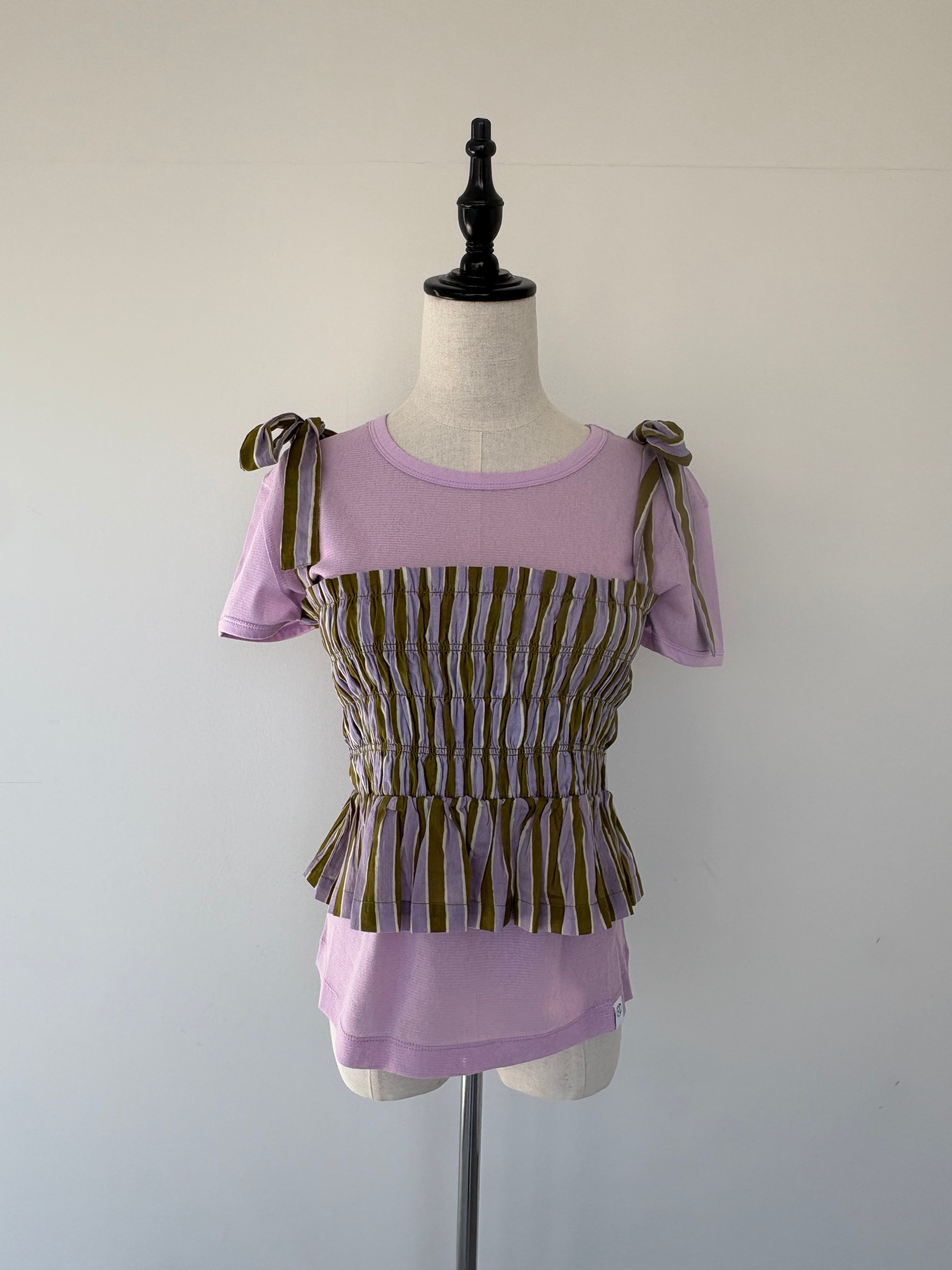 Sara Mallika Cotton Wave Strip Print Shiring Top | KOKO