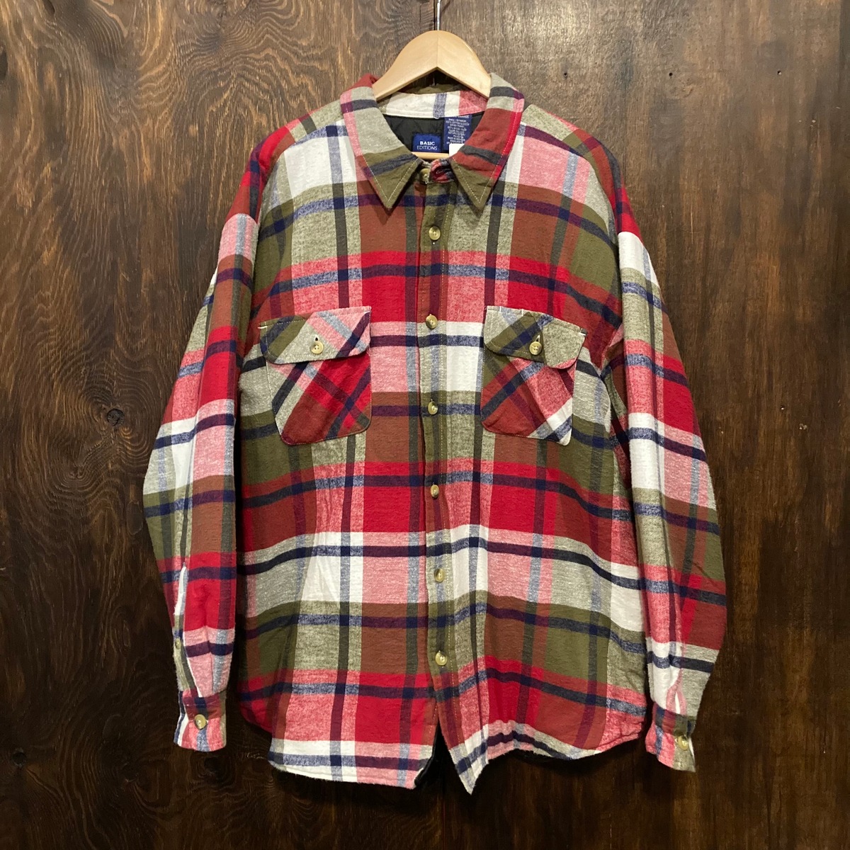 アメリカ古着 BASIC EDITIONS 中綿入り ネルシャツ チェックシャツ 