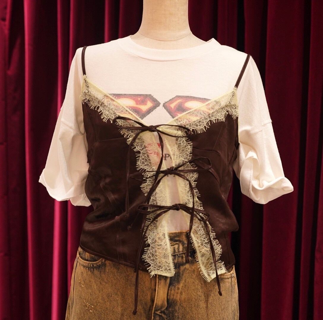 MAISON SPECIAL(メゾンスペシャル)"Lace Docking Satin Camisole"