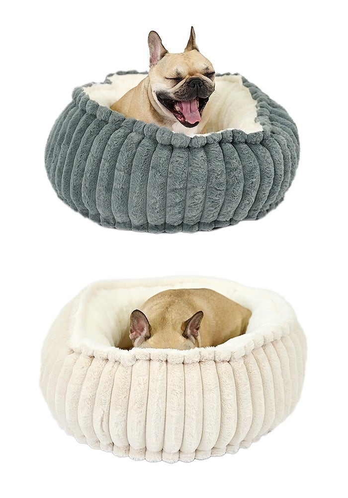 犬 犬用 ペットベッド クッション 丸型 ドーナツ型 ラビットファー