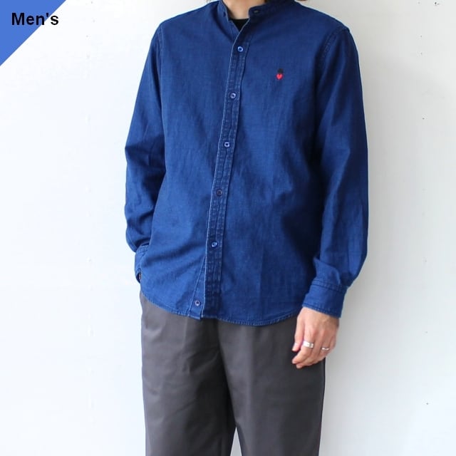 【再入荷】Bohemians バンドカラーデニムシャツL/S STAND COLLAR DENIM SHIRTS (Navy)