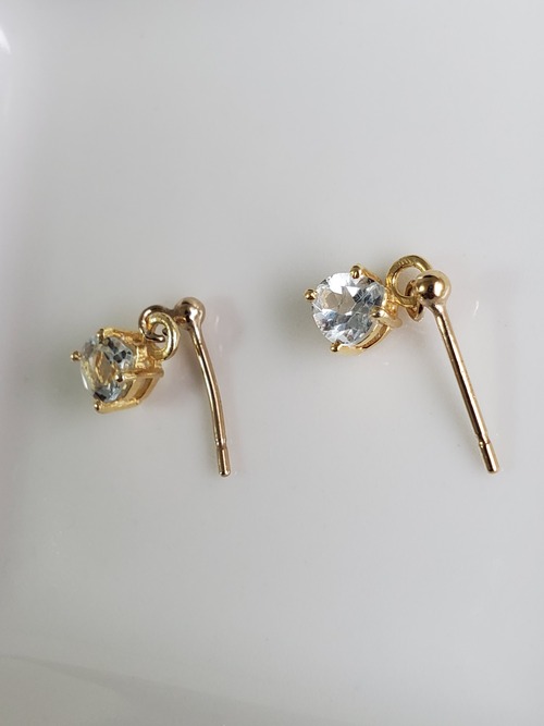 宝石質アクアマリン 天然石アクセサリー  ピアス(両耳)
