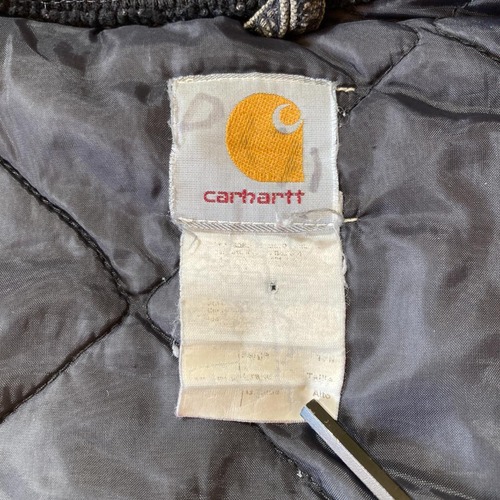 90s Carhartt フェード ブラック キルティングライナー 刺繍 USA製 vest 詳細写真8
