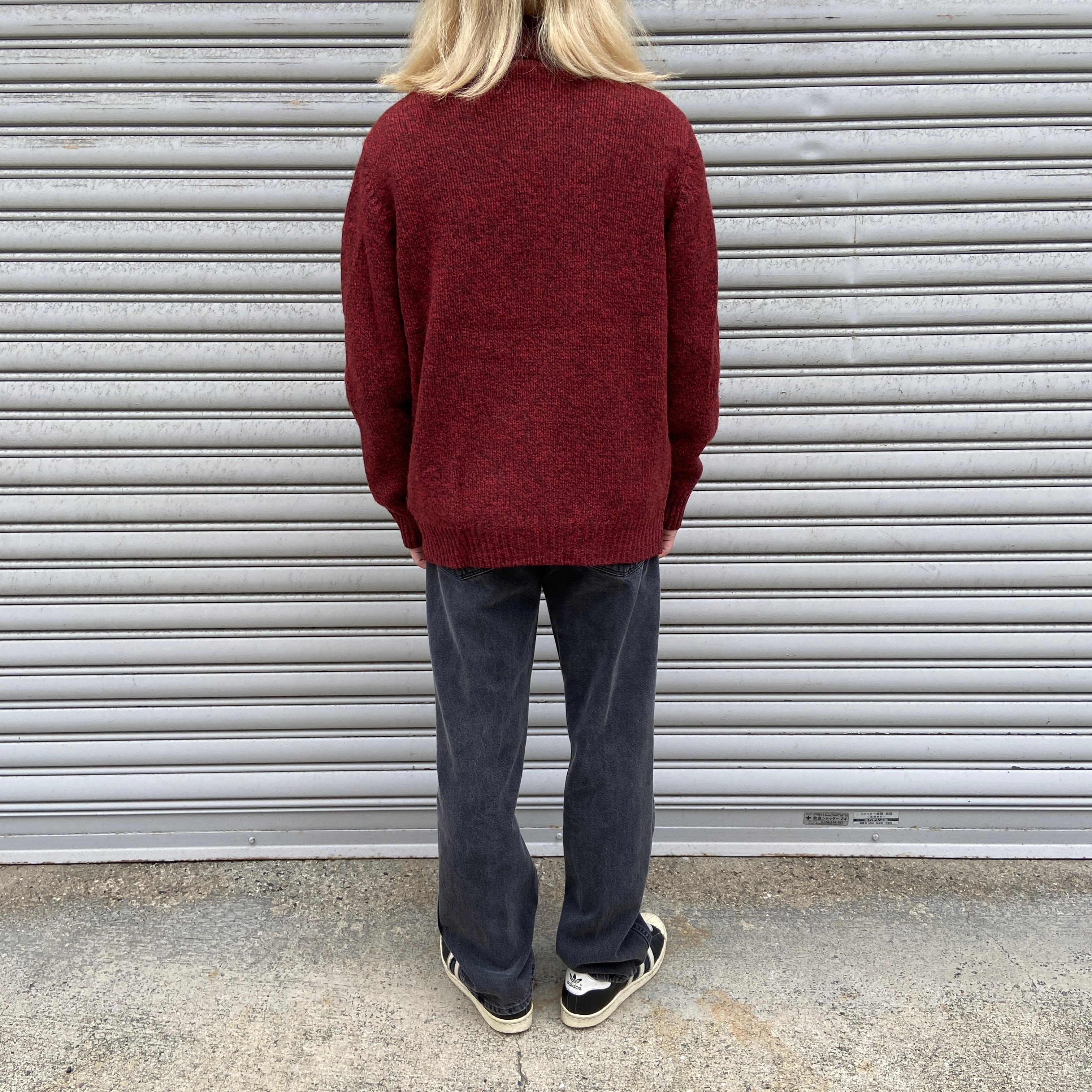 90s L.L.Bean ドライバーズニット フルジップカーディガン 赤 L 90s L.L.Bean ドライバーズニット フルジップカーディガン 赤 L