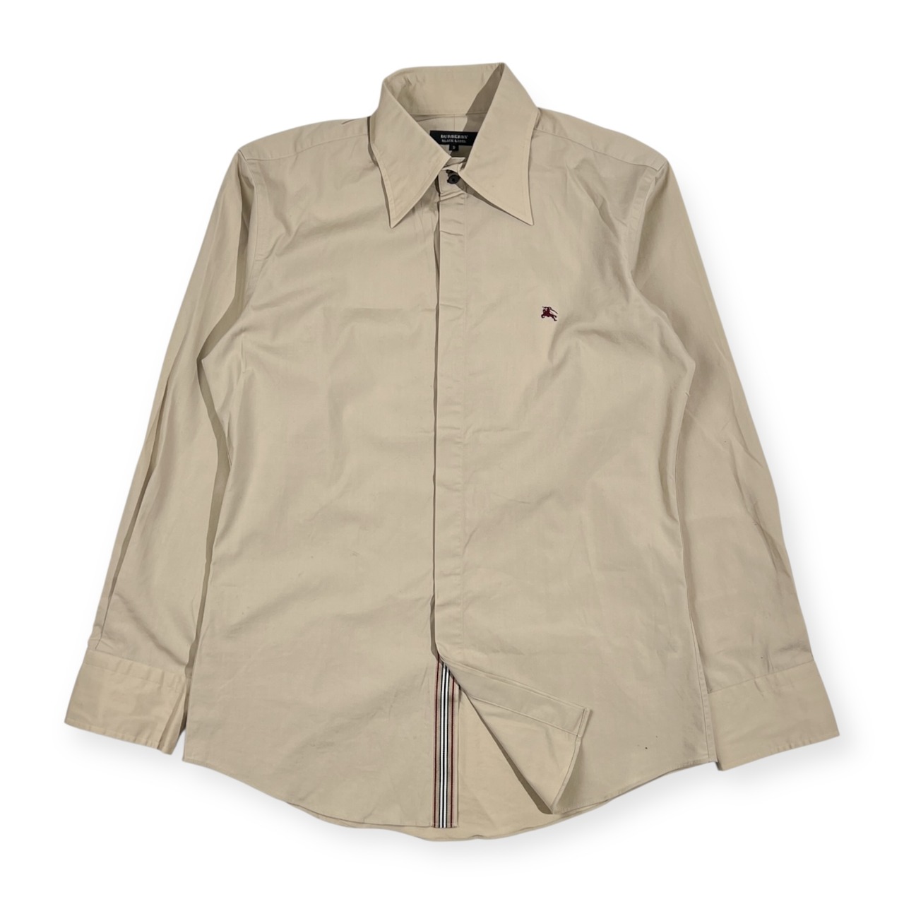 BURBERRY BLACK LABEL バーバリー ブラックレーベル 比翼 長袖シャツ 2/ベージュ系 メンズ