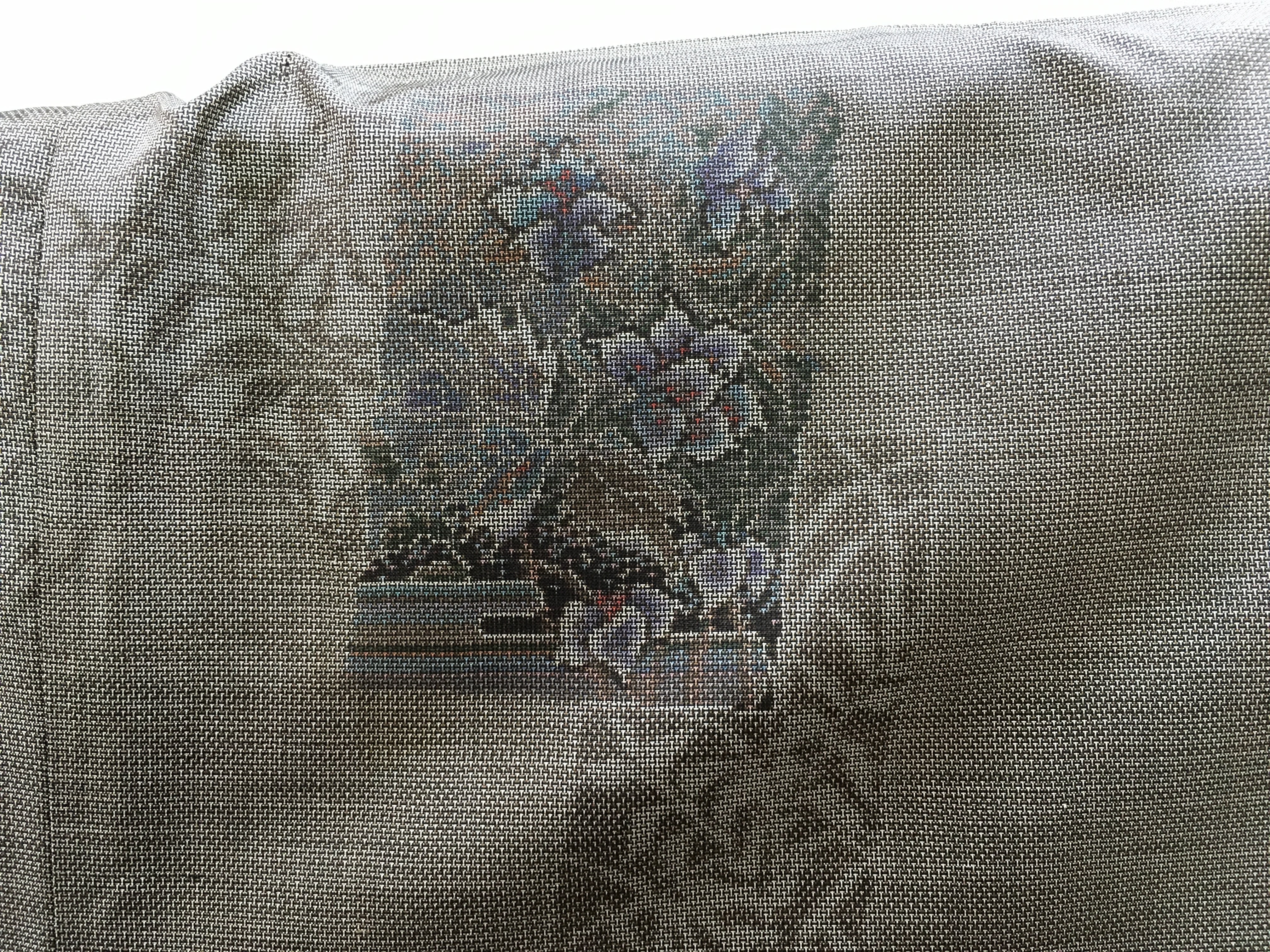 大島紬袷（黒茶地｜色紙ちらし）