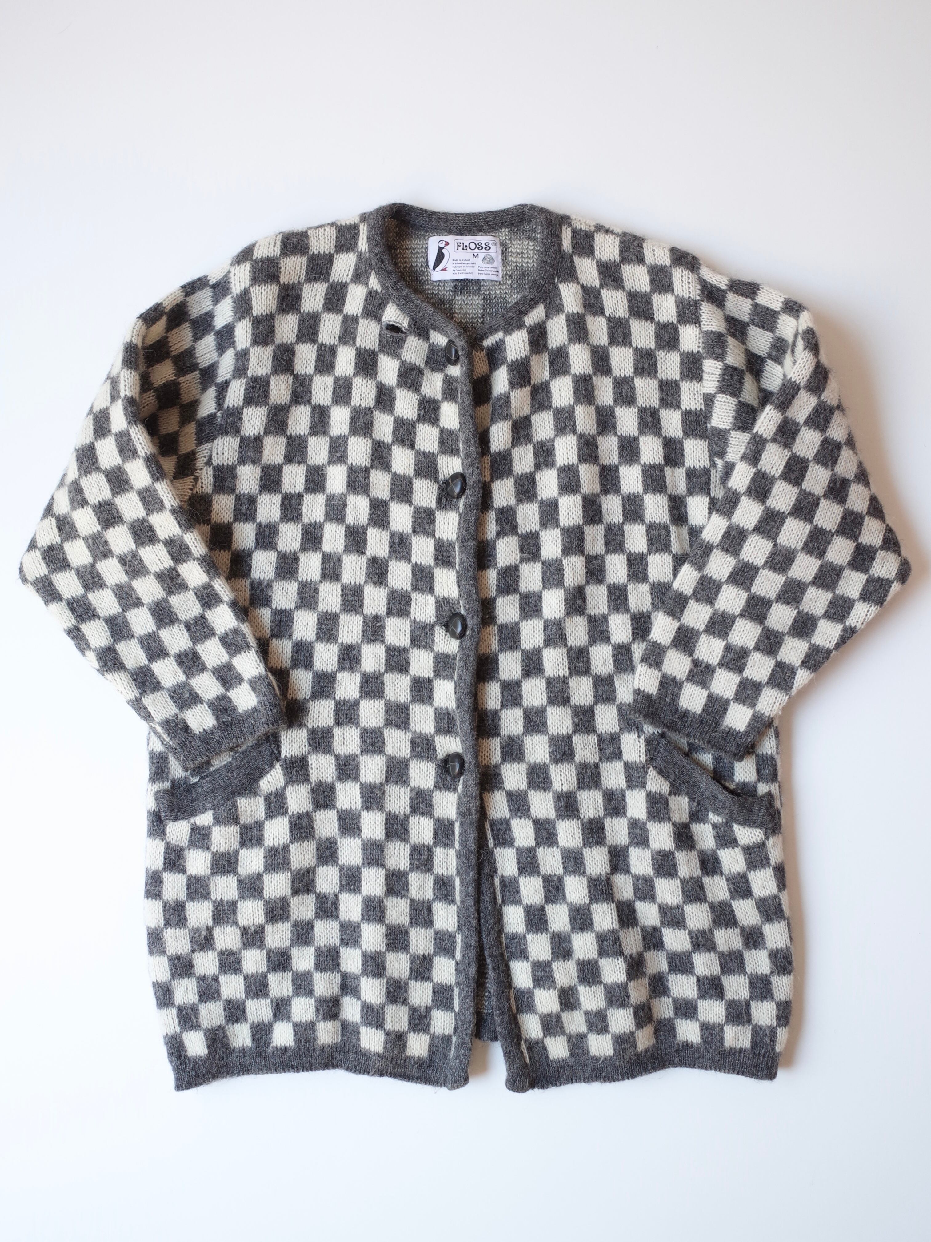 Iceland checker knit cardigan