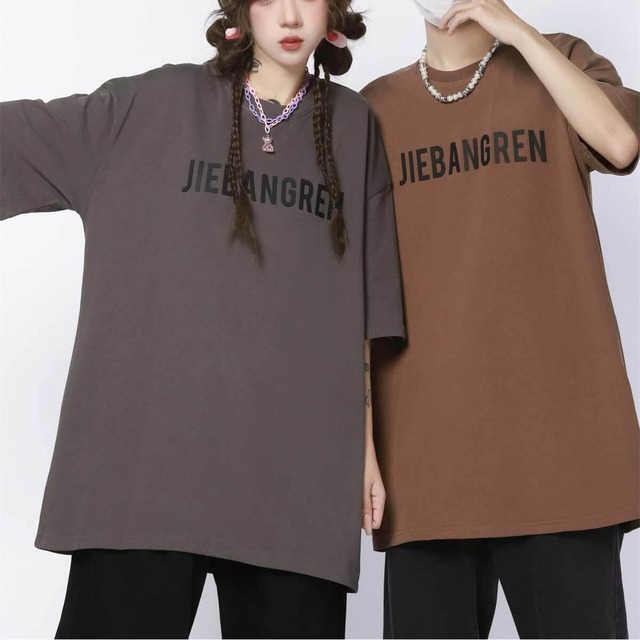【韓国通販 dgo】UNISEX 4colors レタープリント Tシャツ ブラック/ホワイト/ブラウン/グレー(M3862）