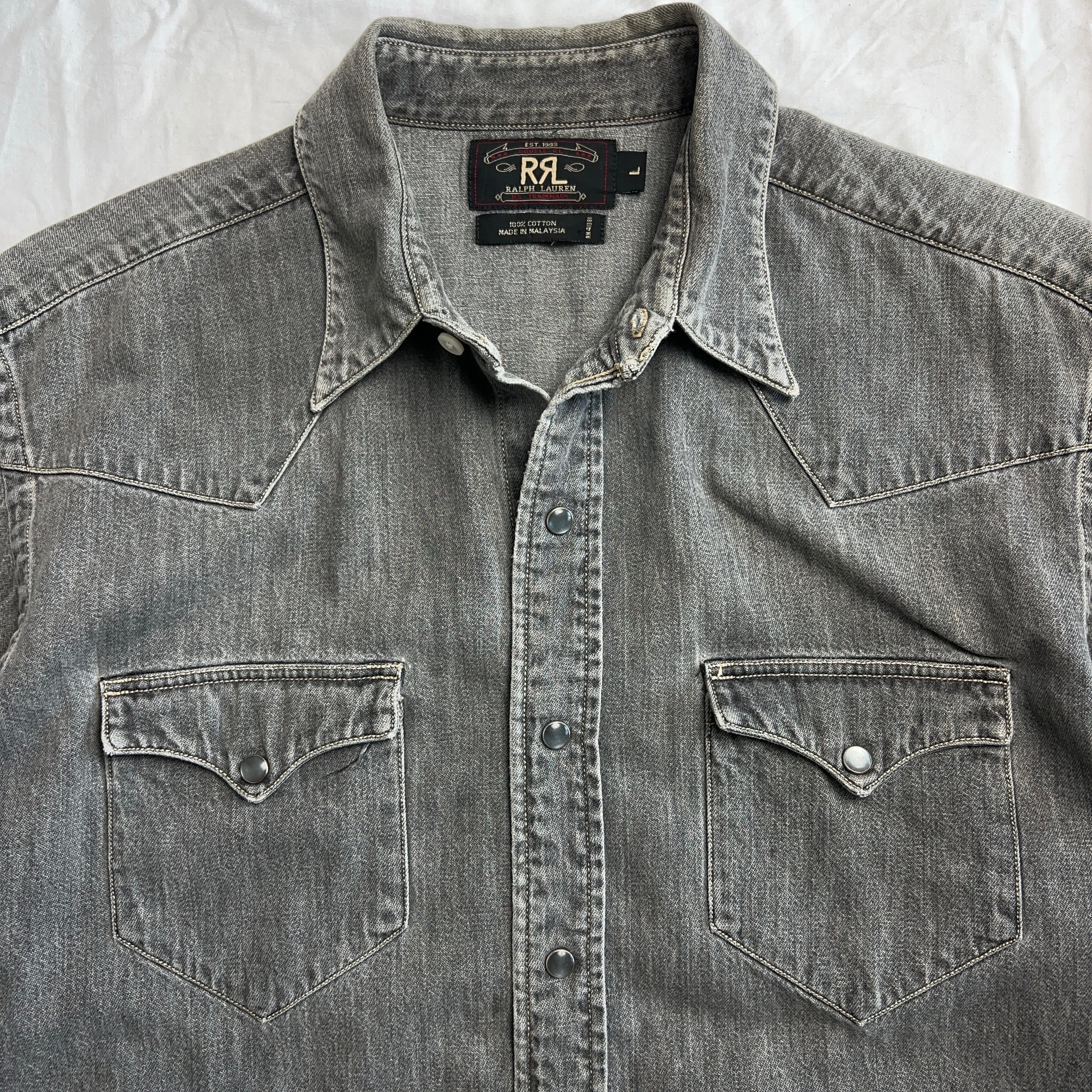 90's RRL by Ralph Lauren Black Denim Western Shirt 90年代 ダブル