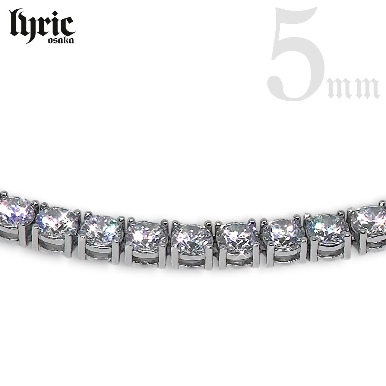5mm 40cm  luxury tennis necklace silver