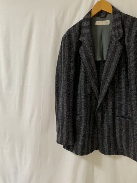 1980's Bi-Color Stripe Pattern Tailored Jacket