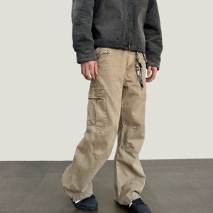 オールドウォッシュヴィンテージレトロダメージ加工ビッグポケットパンツ　1186