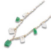 モダンでオシャレなデザイン！翡翠さざれ K14gfチェーンネックレス A貨翡翠 jd_ne1085