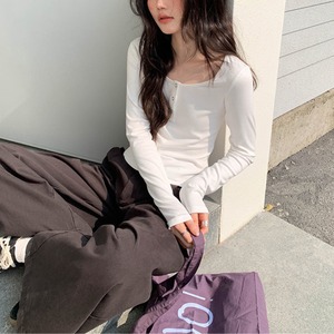 half-button long-sleeve t-shirt　J00493