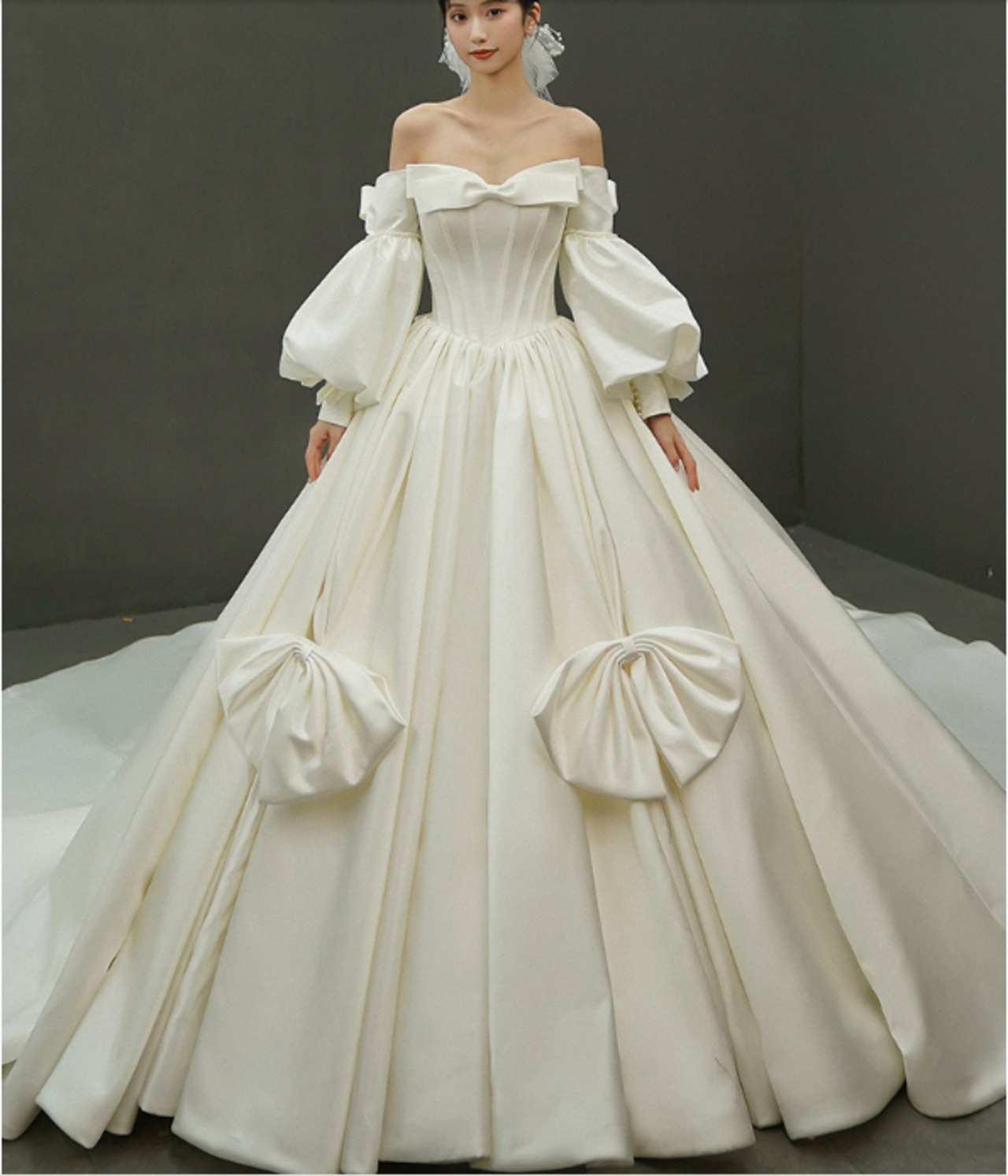 フランス風 ウェディングドレス 2ways オフショルダー 挙式