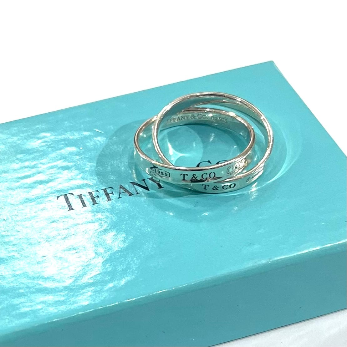 希少【TIFFANY&CO.】【20号】 名品 インターロッキング ダブルリング