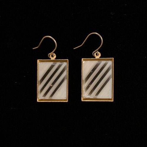 Diagonal lined rectangle drop earrings