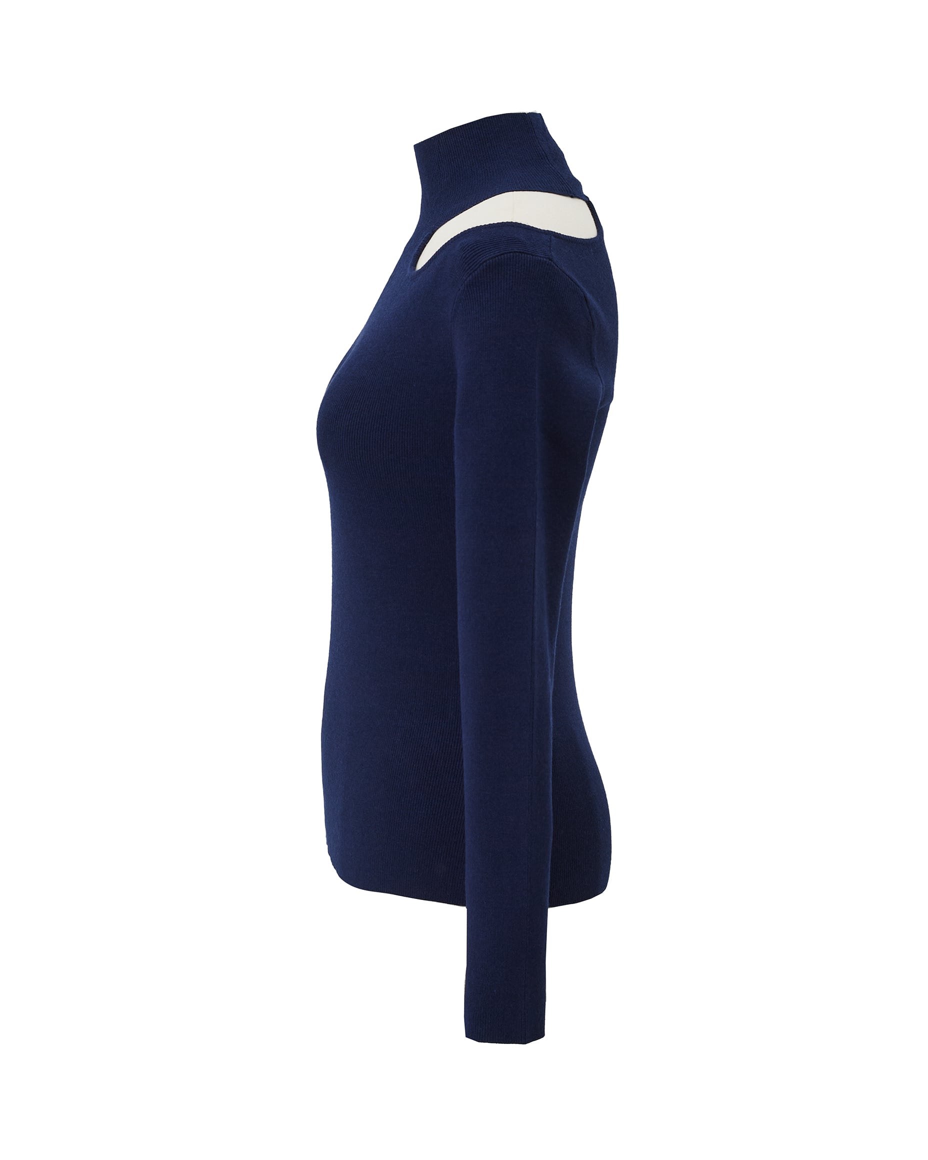 ワンショルダーオープンニット elle ネイビー | Cygne