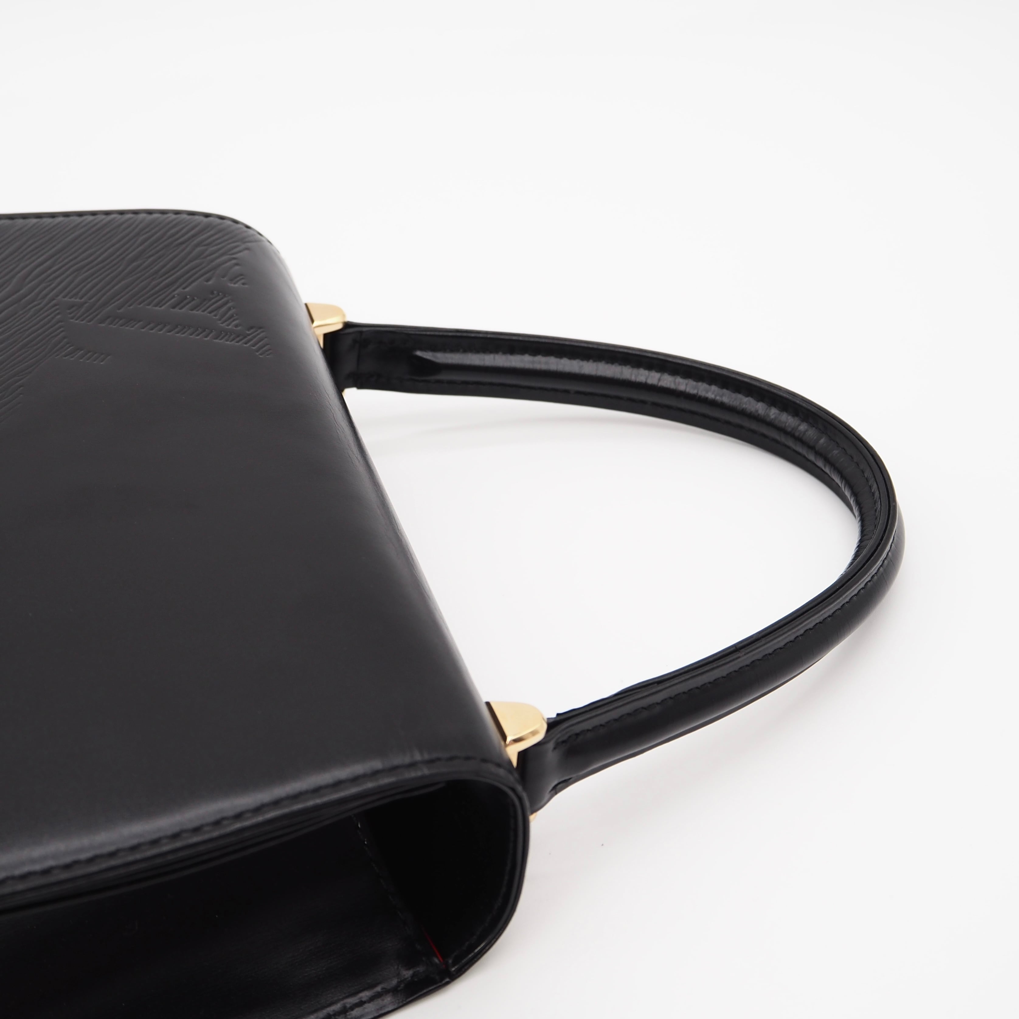 美品 ルイヴィトン オペラライン アテネ レザー ブラック ショルダーバッグ LOUIS VUITTON エピ アテネ オペラライン ハンドバッグ ブラック ルイ