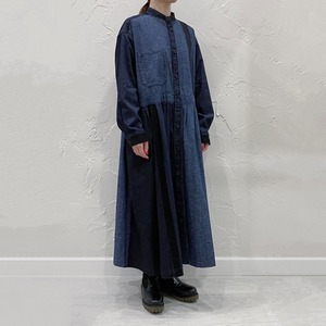 pas de calais  denim patchwork one piece