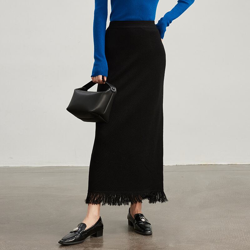 ウールニットフリンジスカート (2color) n17