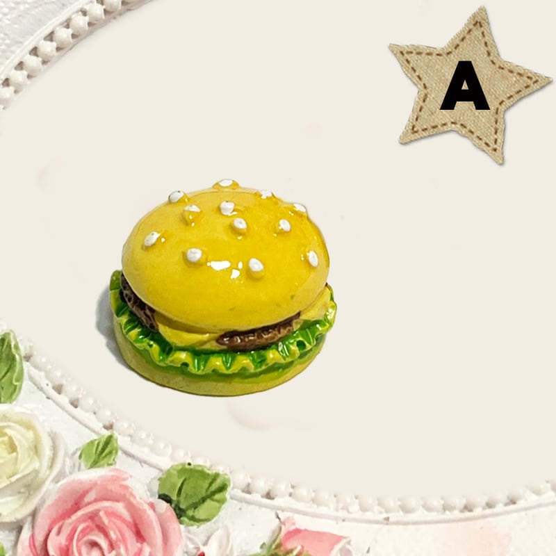 2個 90円】 ハンバーガー ポテト ミニチュア フード デコパーツ