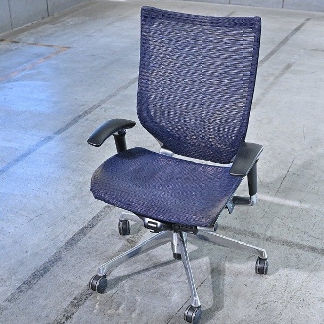 オカムラ 13万「バロンチェア」ｃ オフィス キャスター アーム 背メッシュ 在宅 SOHO PC 書斎椅子 岡村製作所 OKAMURA 【 中古家具/中古インテリア/USED家具ユーズド家具/リサイクル】