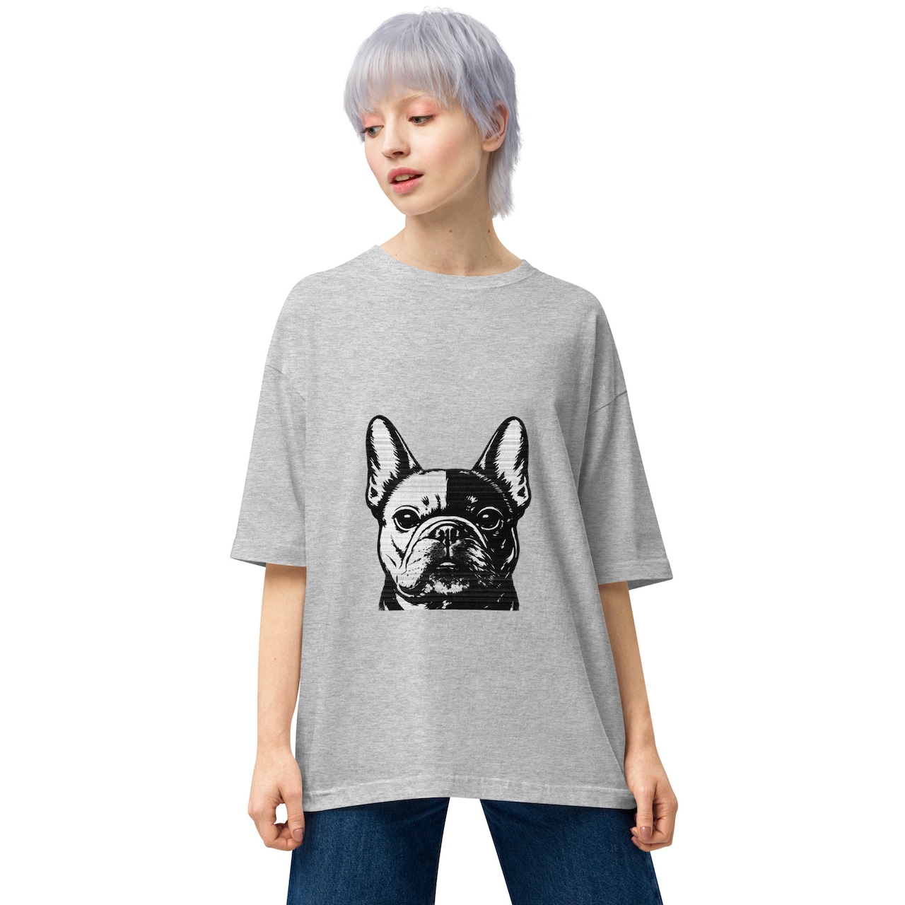 ビッグシルエットBUHI プリントTシャツ(Grey)