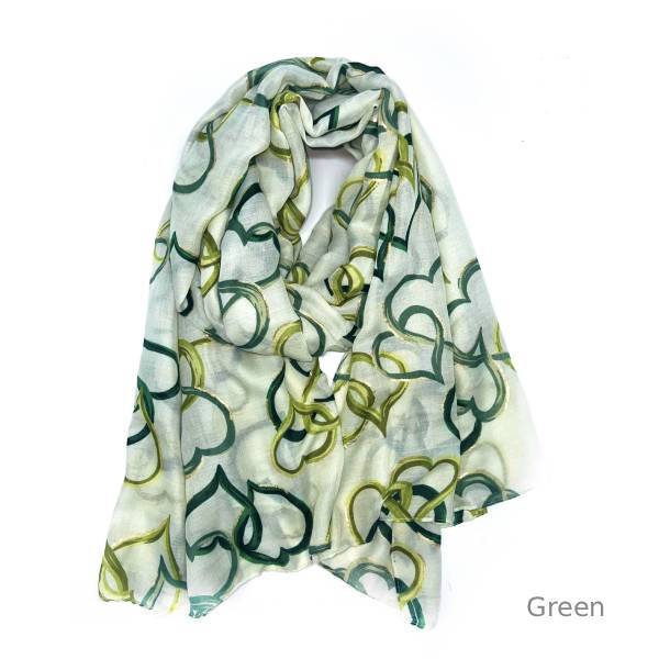 ハート柄×箔プリントストール 大判ストール ユニセックス ビスコース