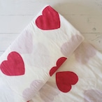 ブロックプリント生地【50cm単位】インド綿 ハート柄 白×赤 #40910-WT1