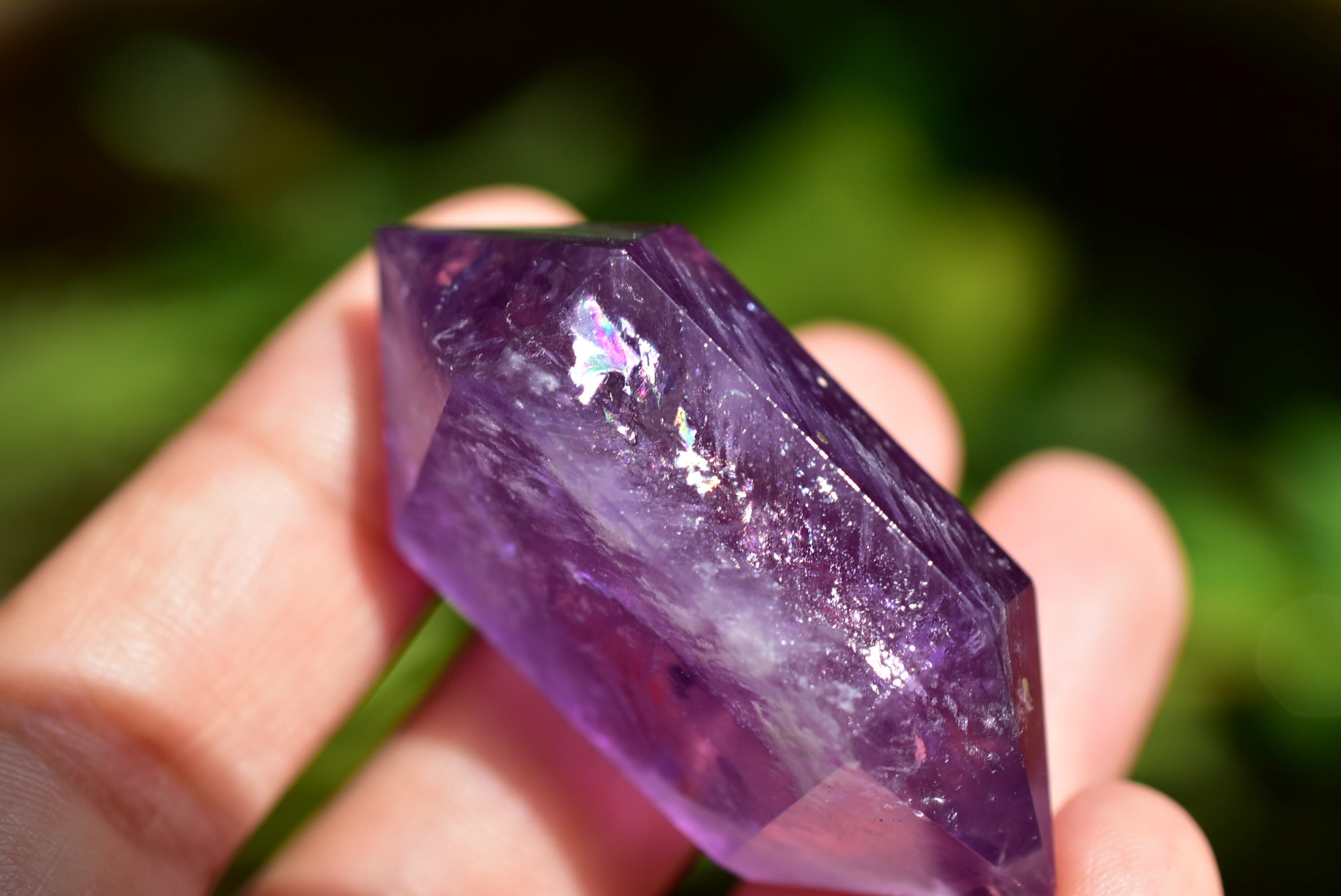 虹入りアメジスト ダブルポイント ame020 | Funky garuda Stone