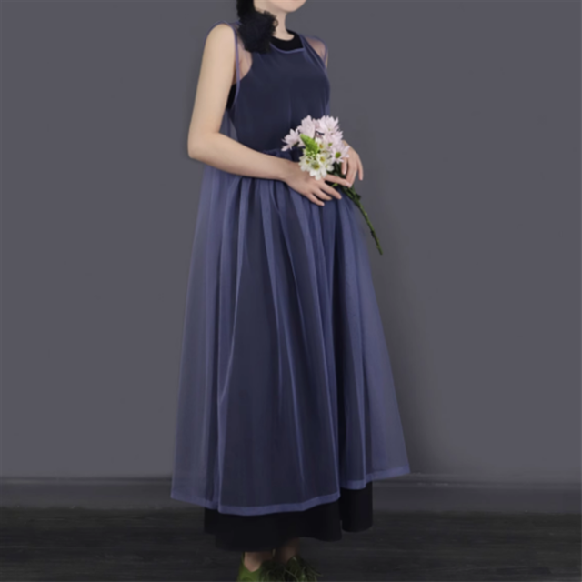 【Tea Tree】チュールノースリーブワンピース 6color 10875