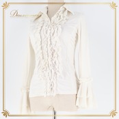 フラメンコ 衣装 トップス ブラウス ホワイト系 白 無地 ボランテ フリル 長袖 襟 伸縮 ストレッチ ダンス パーティ 発表会 フリルブラウス おしゃれ ダンス衣装 カジュアル シンプル イベント用 コスチューム