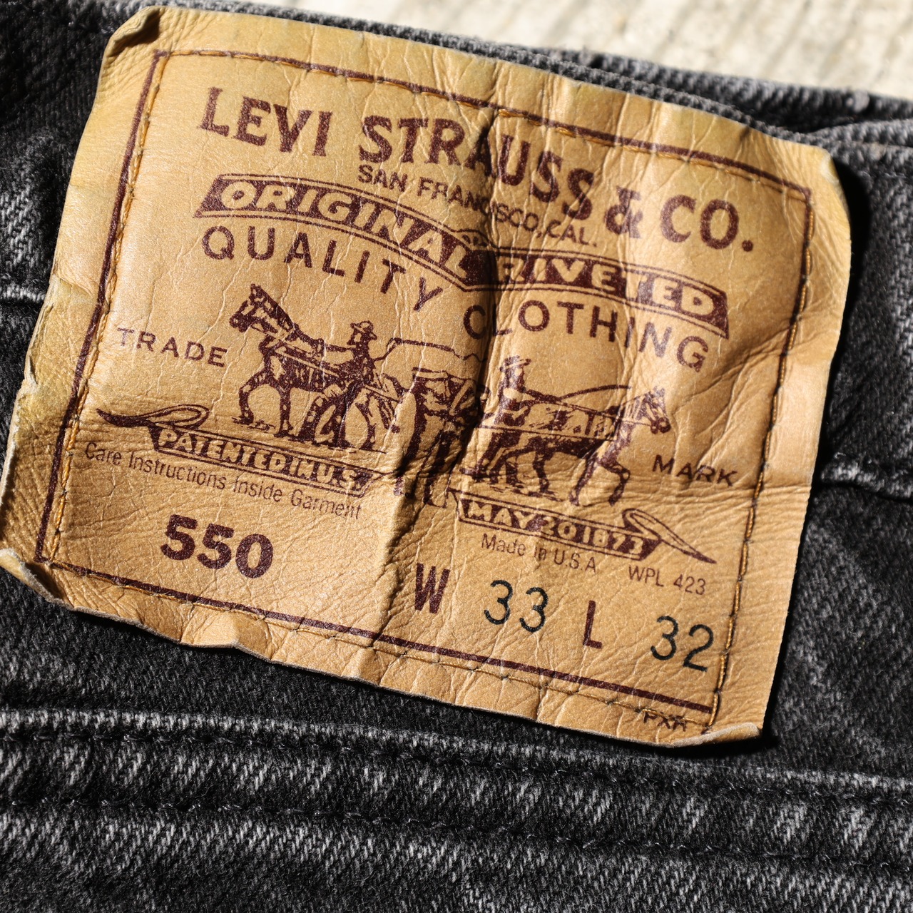美品 33×32 黒タブ Levi’s 550-4159 USA 92年 サルファーブラックデニムパンツ リーバイス
