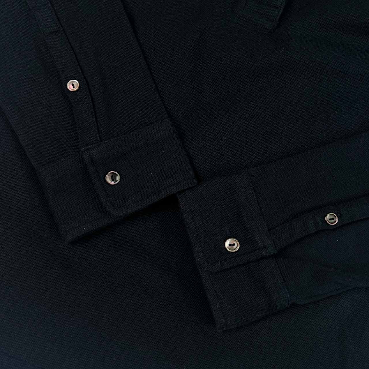 LACOSTE ラコステ ラインストーン 鹿の子 長袖 ポロシャツ 34/ブラック レディース