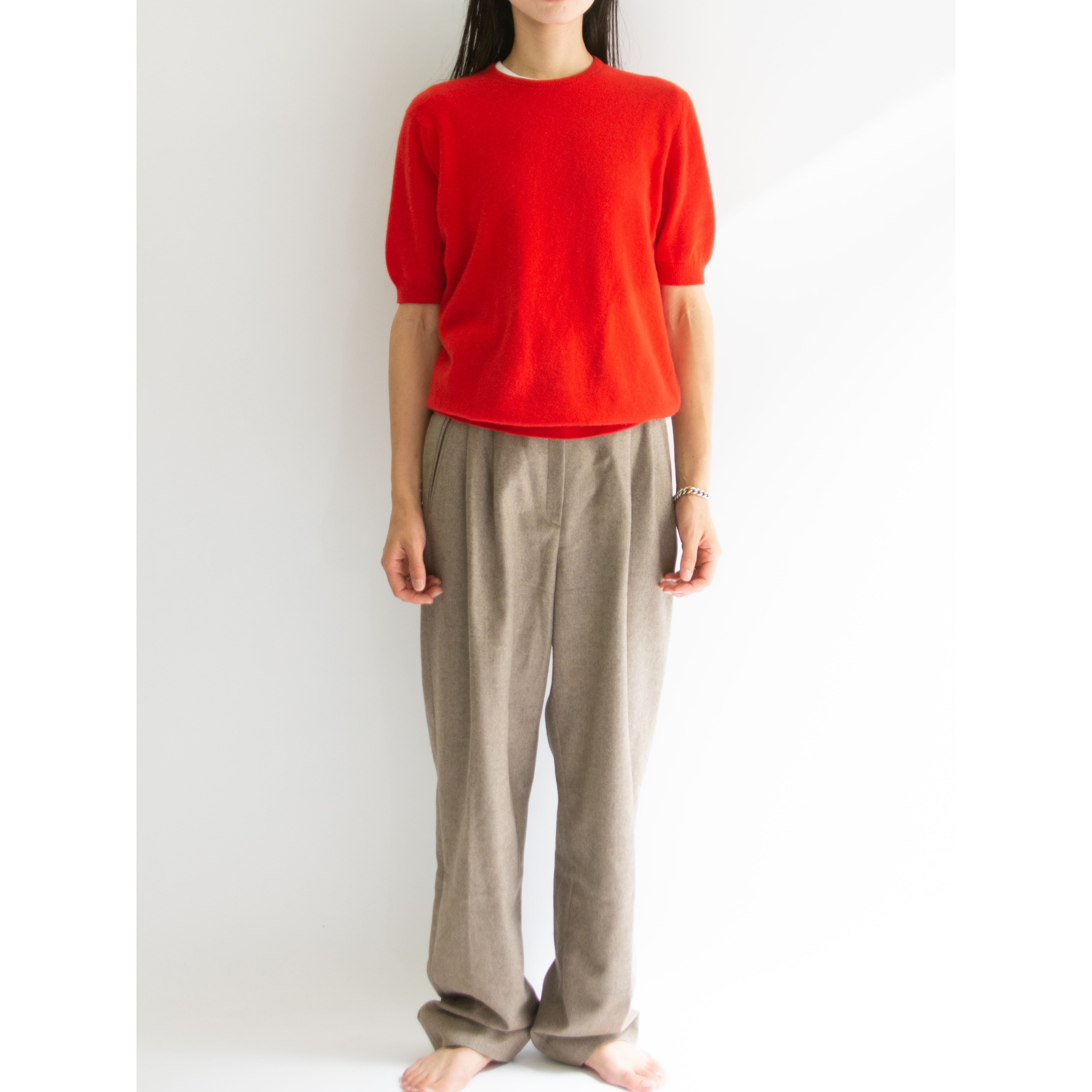 【BRAEMAR】Made in Scotland 100% Cashmere H/S Sweater(ブレーマー スコットランド製 カシミヤ半袖ニット セーター)