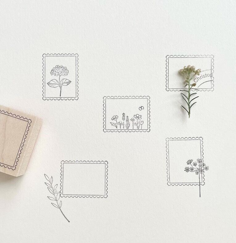 セール涂花日記シリーズスタンプレトロ木製ハンコ植物額縁ラベル
