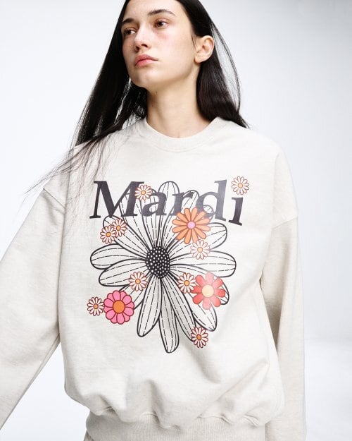 SWEATSHIRT FLOWERMARDI (WHITE PINK)