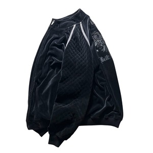 PELLE PELLE black velvet leather patched track jacket