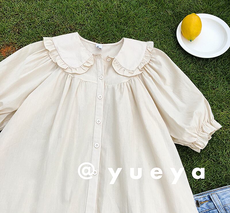 スリーブシャツ サマーカラールーズショートホワイトトップス 夏物 クレセントシティ96346517337