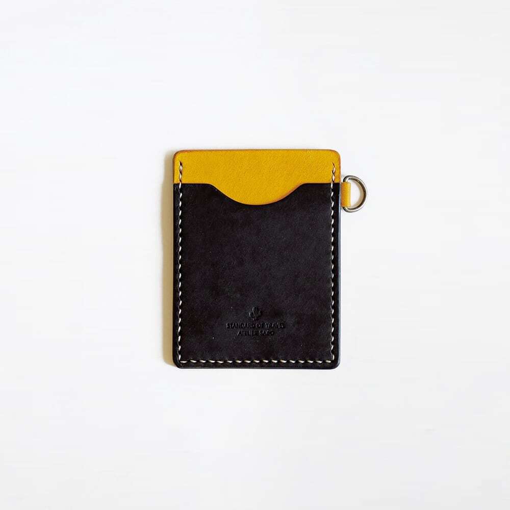 入れたまま使える ICカードケース【ブラック×イエロー】定期入れ（残り