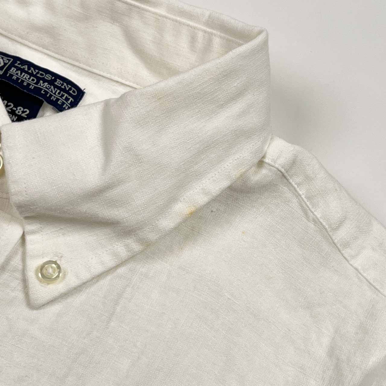 90s LANDS' END ランズエンド Baird McNutt Irish Linen BD ボタンダウン 長袖 ワイシャツ ドレスシャツ 42-82/ホワイト メンズ ビンテージ