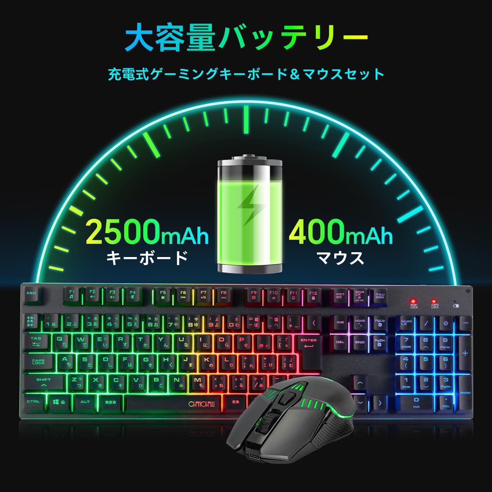 在庫処分】CHONCHOW ワイヤレス ゲーミングキーボードマウスセット