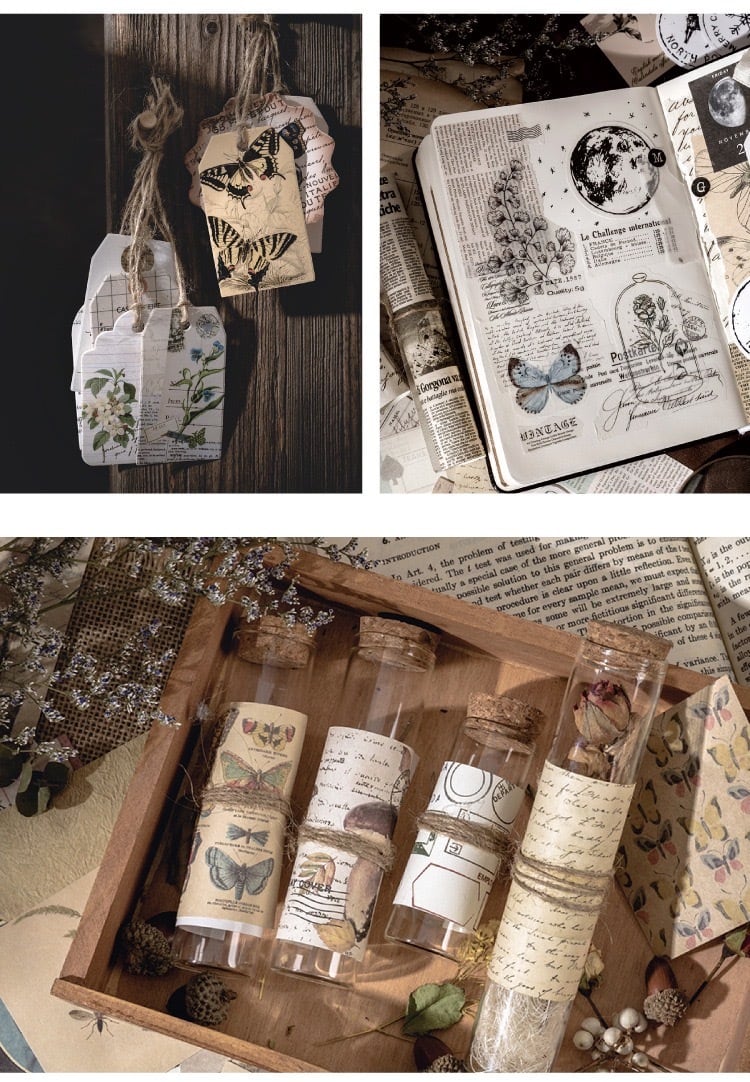 MO・CARD陌墨】复古收藏室シリーズ レトロ素材バッグ ステッカー DIY