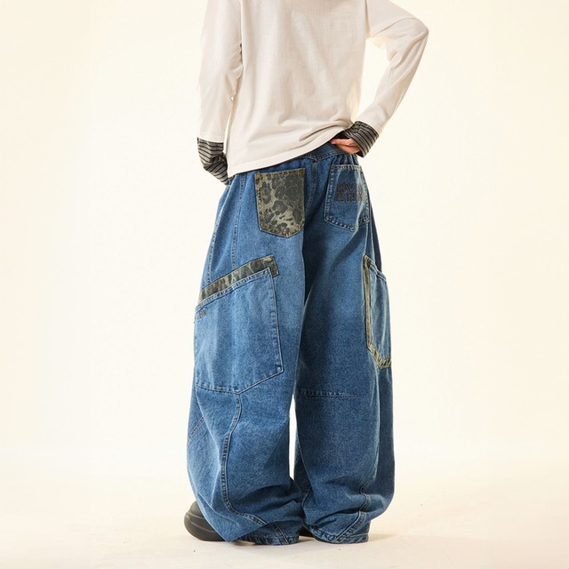 レオパードポケットワイドデニムパンツ 2col   R00839