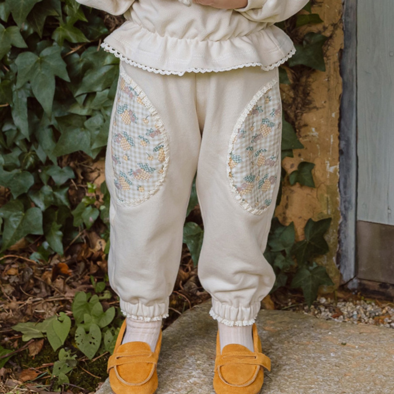 秋花柄切り替えボトムス2色