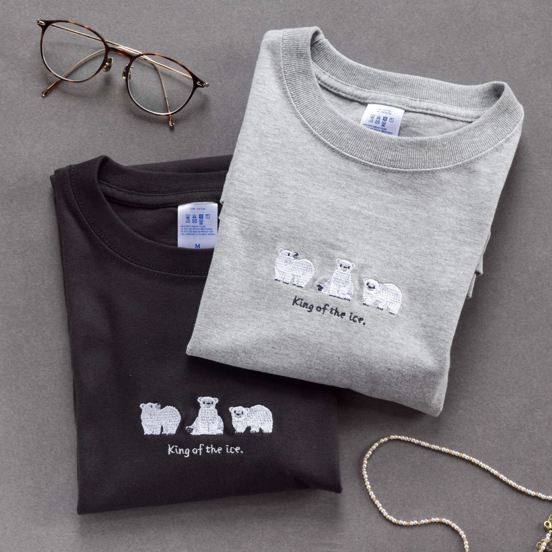 2025新作】「King of the ice.」白くま刺繍Tシャツ【選べる4色】メンズ